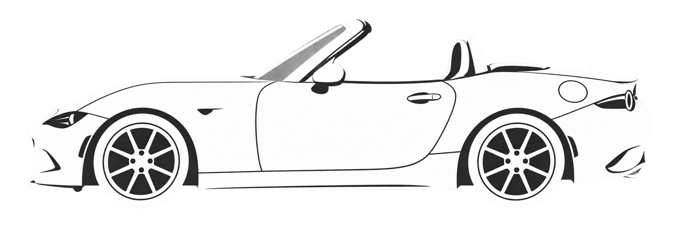 White side-profile pictogram of Mazda MX-5 Miata ND facing left
